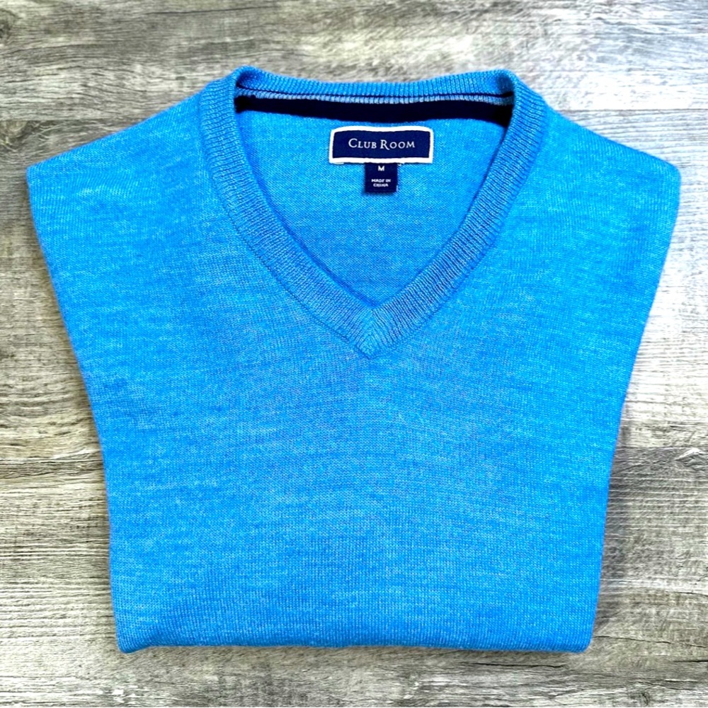 CLUB ROOM Men's Sweater Medium Size Blue color US 52% MERINO WOOL 48% ACRYLIC